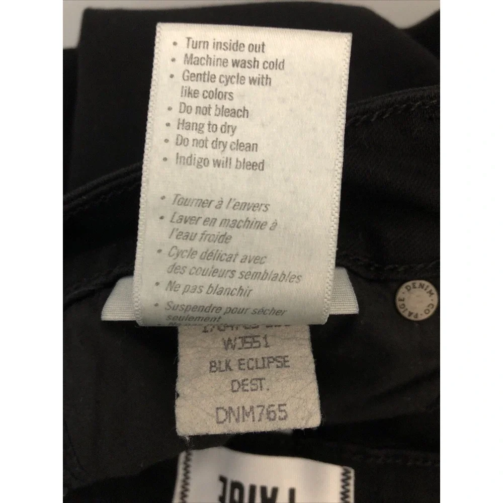 Paige Jeans Women's‎ Size 27 Black Denim Verdugo Ankle Distressed Mid Rise